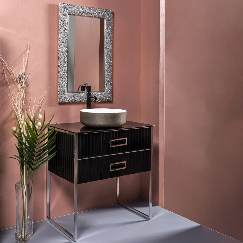 Тумба под раковину чашу Boheme Armadi Art Monaco 80 черный глянец - хром 867-080-BCR - 2