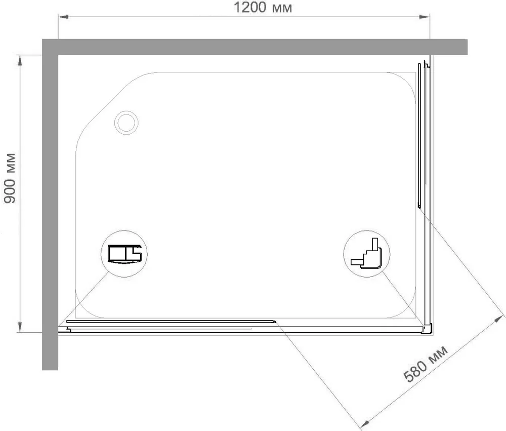 Душевой уголок Royal Bath HPD 120х90 профиль хром стекло рифленое RB9120HPD-C-CH - 2