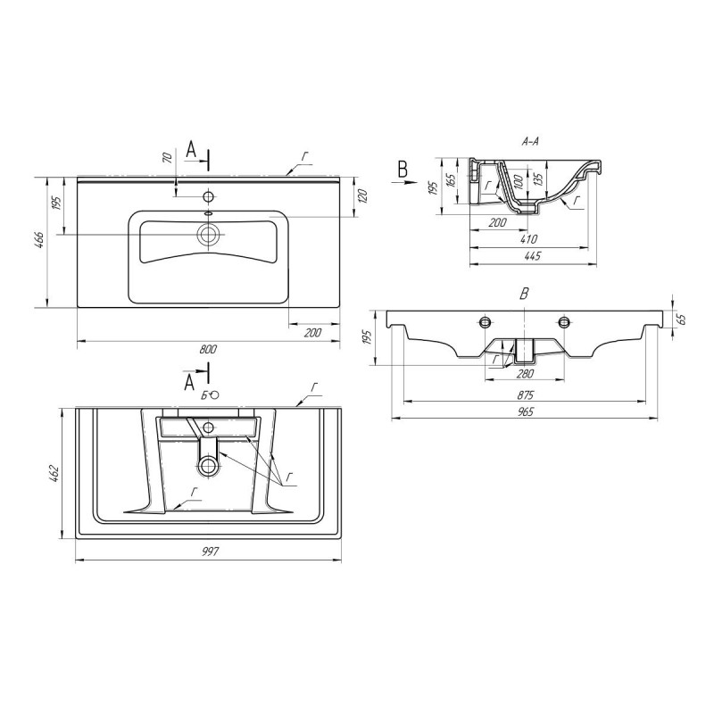 Раковина ASB-Woodline Dreja Гармония 100 белый 23286  - 1