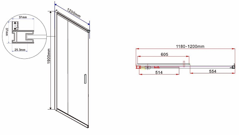 Душевой уголок Vincea Garda 120х80 хром стекло рифленое VSS-1G8012CH - 1