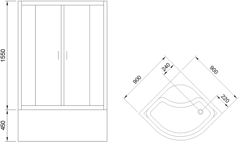 Душевой уголок Royal Bath ВК 90х90 с поддоном профиль черный стекло матовое RB90BK-C-BL - 5