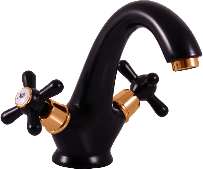 Смеситель для раковины Rav Slezak Morava retro черный матовый - золото MK128.5CMATZ - 0