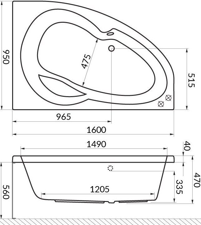 Акриловая ванна Excellent Newa 160x95 правая WAEX.NEP16WH - 1