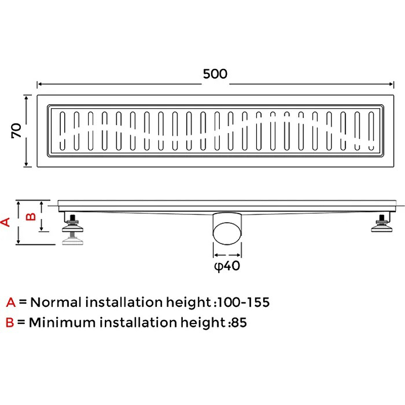 Душевой лоток Gappo черный 50 с решеткой G85007-36 - 1