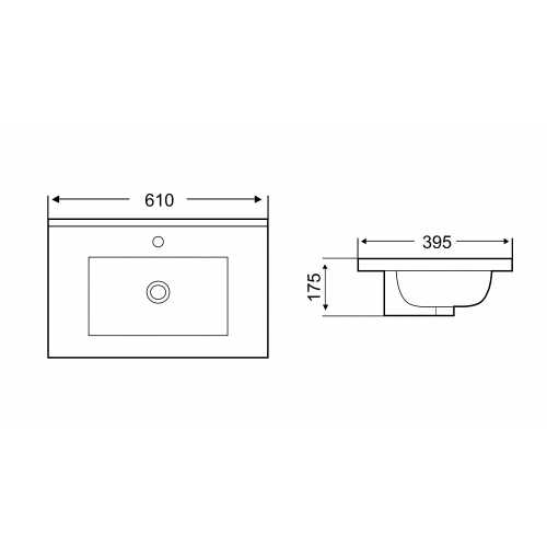 Раковина встраиваемая Weltwasser WW DEILBACH 7517- 60 MT- BL 60 матовый черный  10000005571 - 1