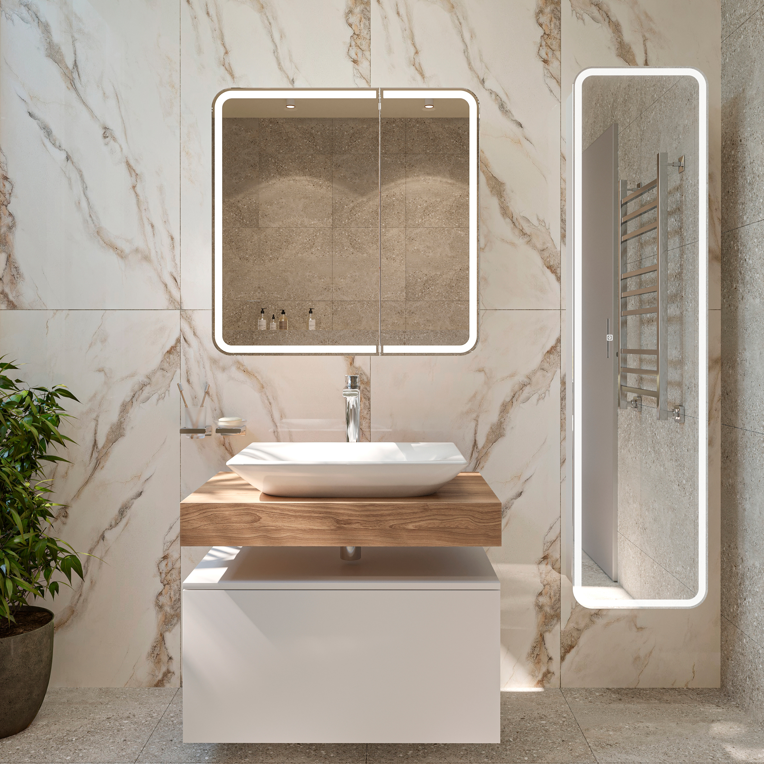 Зеркало-шкаф STWORKI Ольборг МВК079 80, с подсветкой, навесной, белый, прямоугольный, в стиле лофт, с розеткой - 5