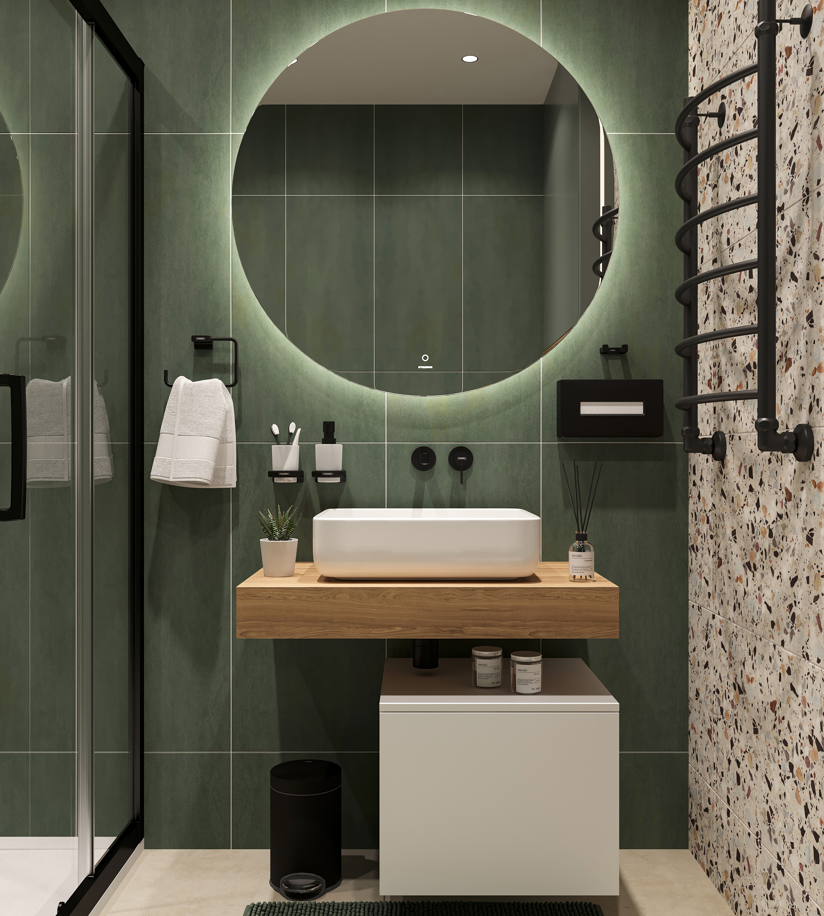 Столешница STWORKI Ольборг 80 дуб французский, без отверстий, с тумбой 50, с раковиной STWORKI Soul 1 белой 489054 - 1