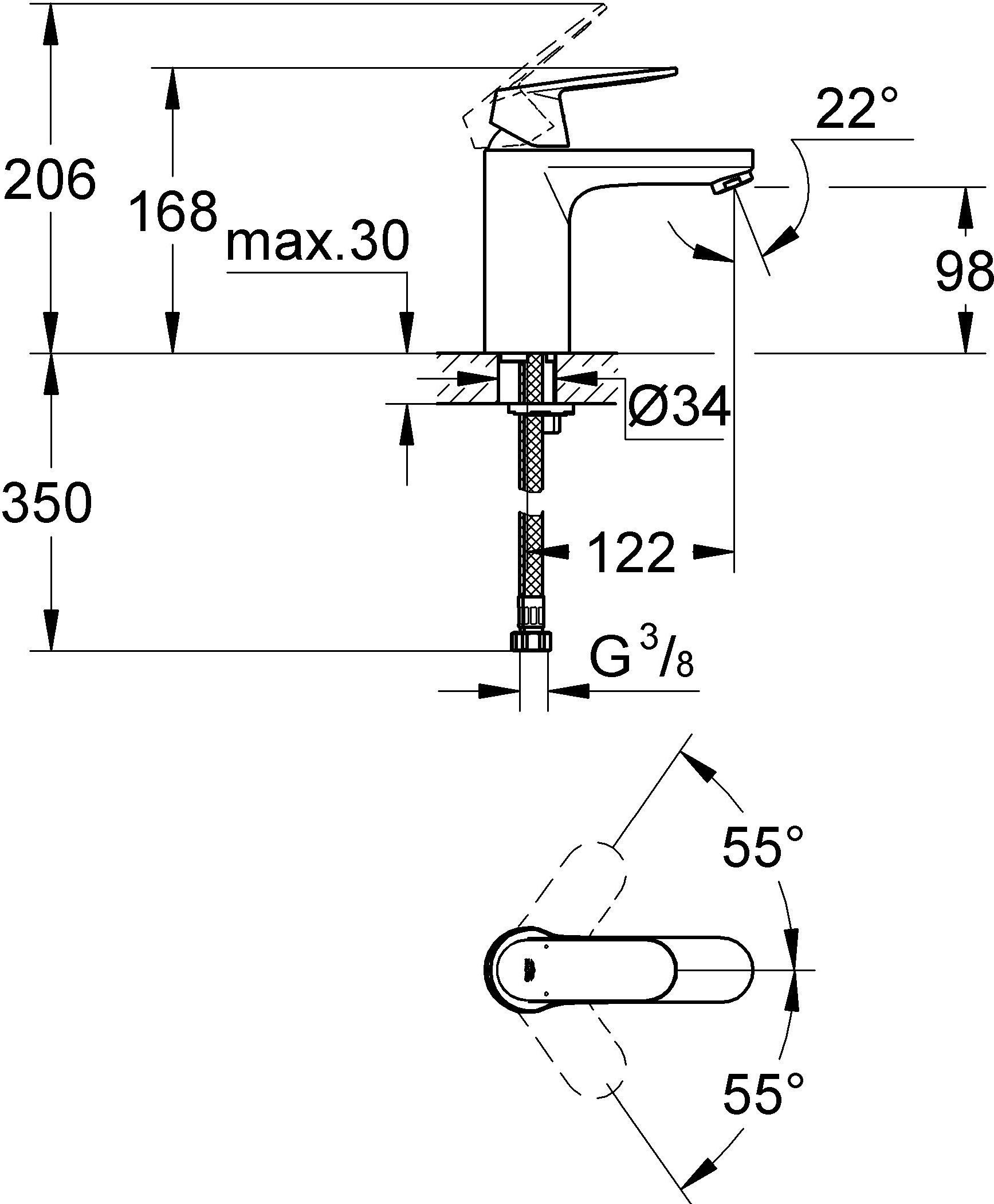 Смеситель Grohe Eurosmart Cosmopolitan для раковины 23327000 - 6