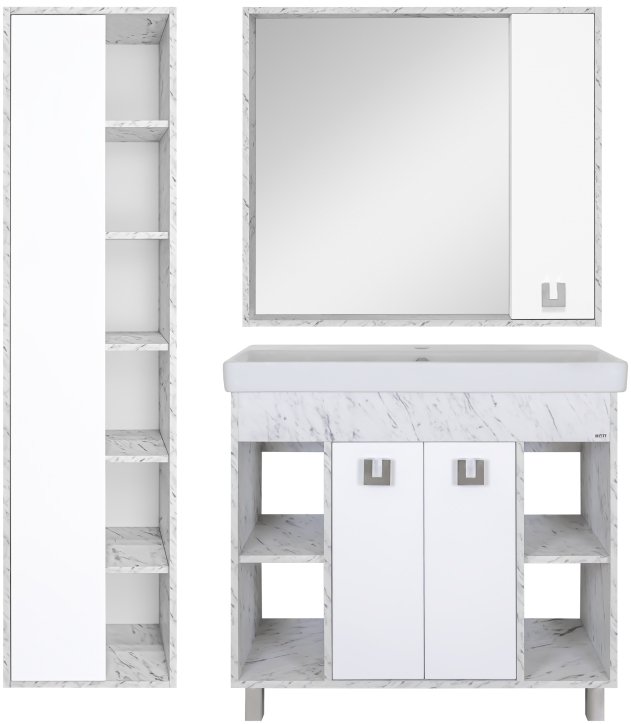 Тумба под раковину Misty Мия 90 белая глянцевая П-Ми01090-012 - 1