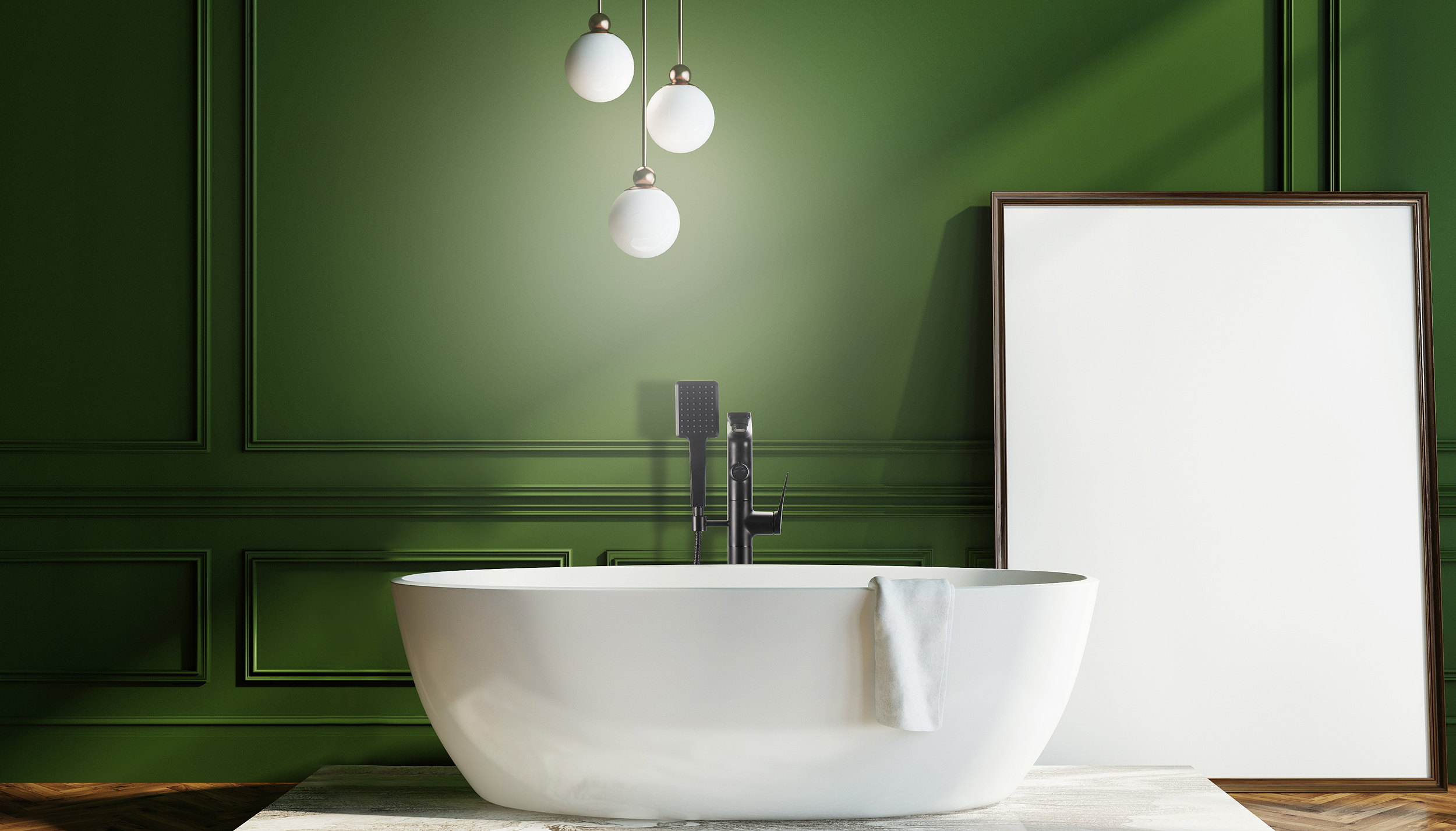 Смеситель Lemark Bronx напольный, для ванны с душем, черный LM3744BL - 2