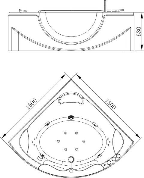 Акриловая ванна Orans OLS-BT65103 150x150 см 6510300 - 1