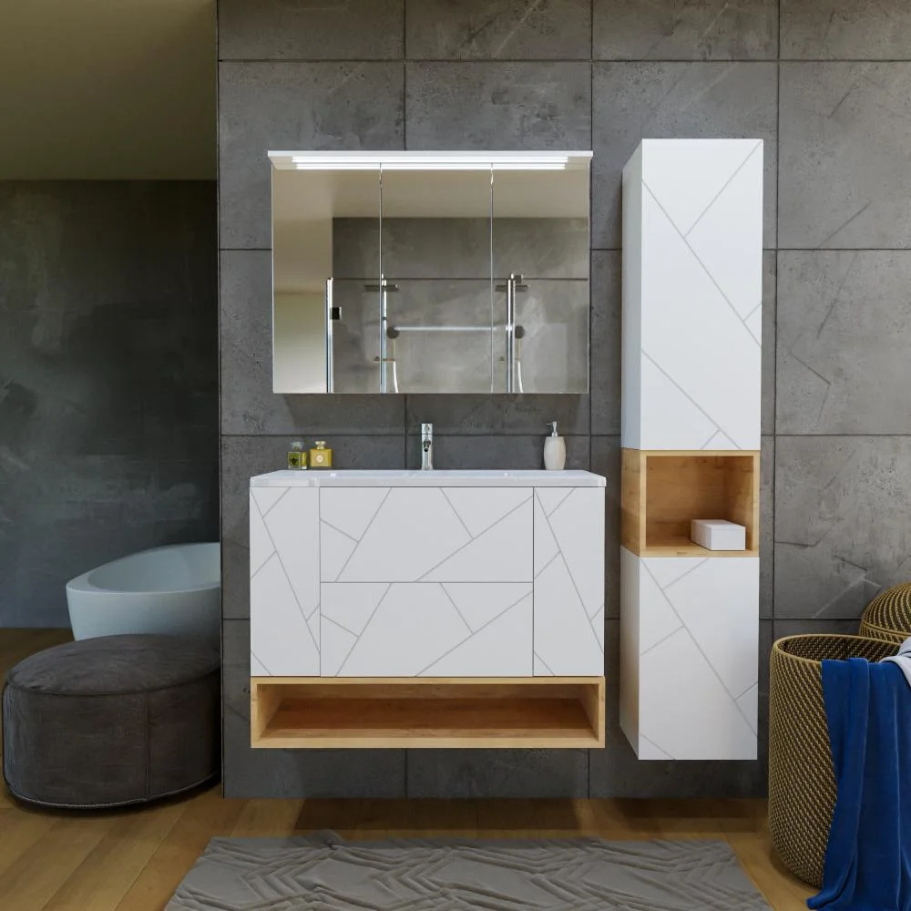 Зеркало-шкаф Бриклаер Кристалл 95 белое  4627125416002 - 1