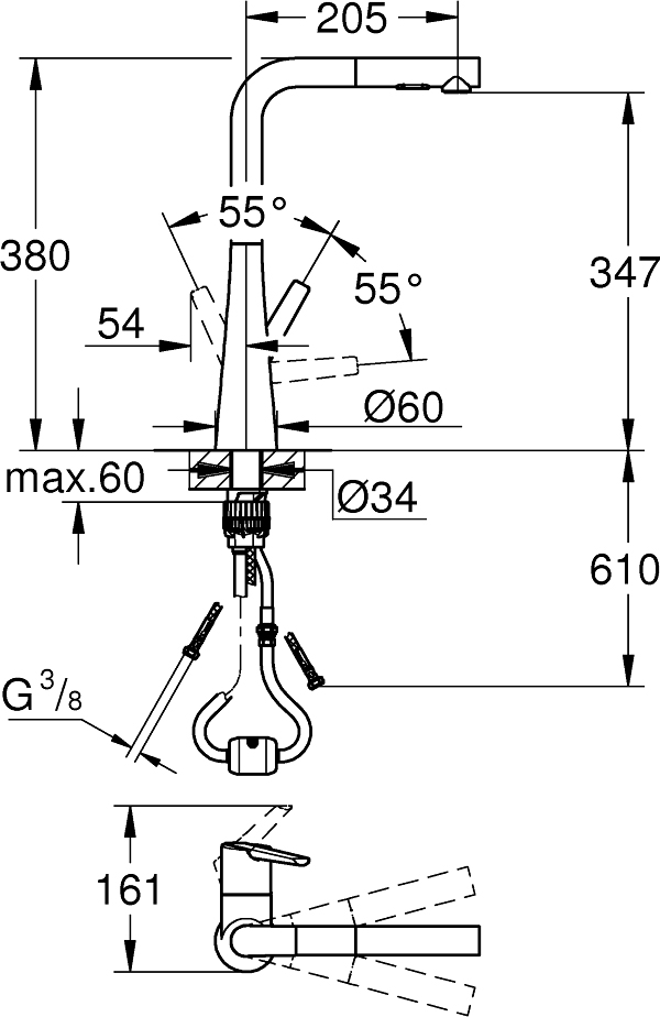 Смеситель Grohe Zedra 32553DC2 для кухонной мойки, суперсталь - 5