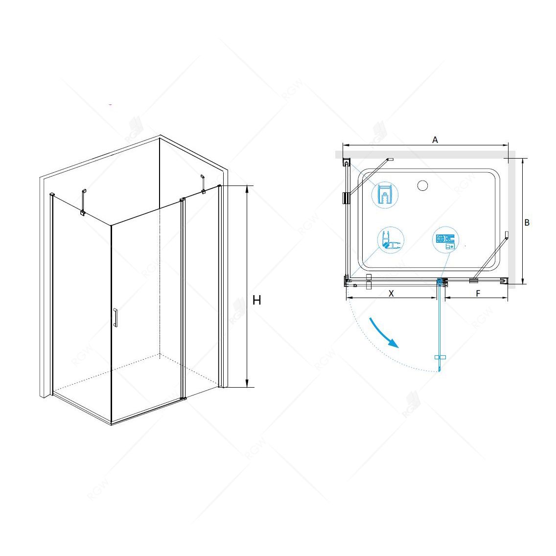Душевой уголок Rgw Leipzig  06124418-11 - 1