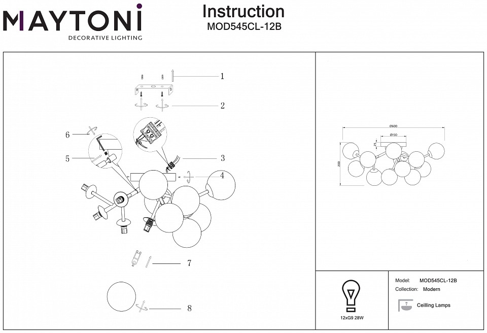 Потолочная люстра Maytoni Dallas MOD545CL-12B - 1