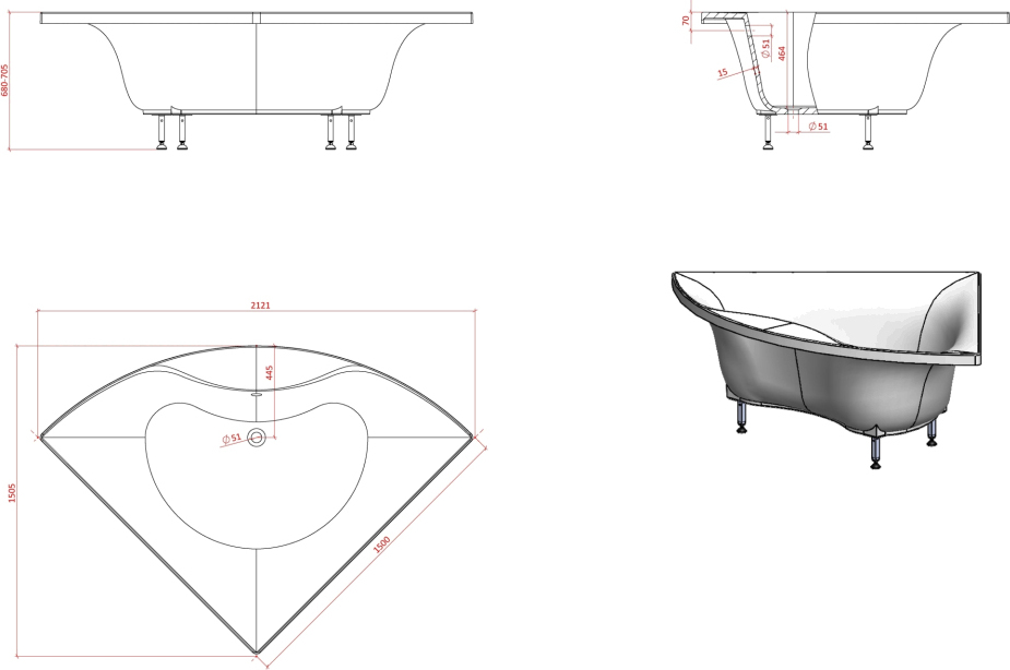 Ванна из искусственного камня Астра-Форм Виена 150x150 100-73 - 6