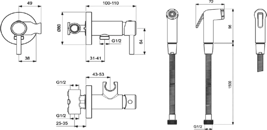 Гигиенический душ Ideal Standard IdealSpray хром BD130AA - 3