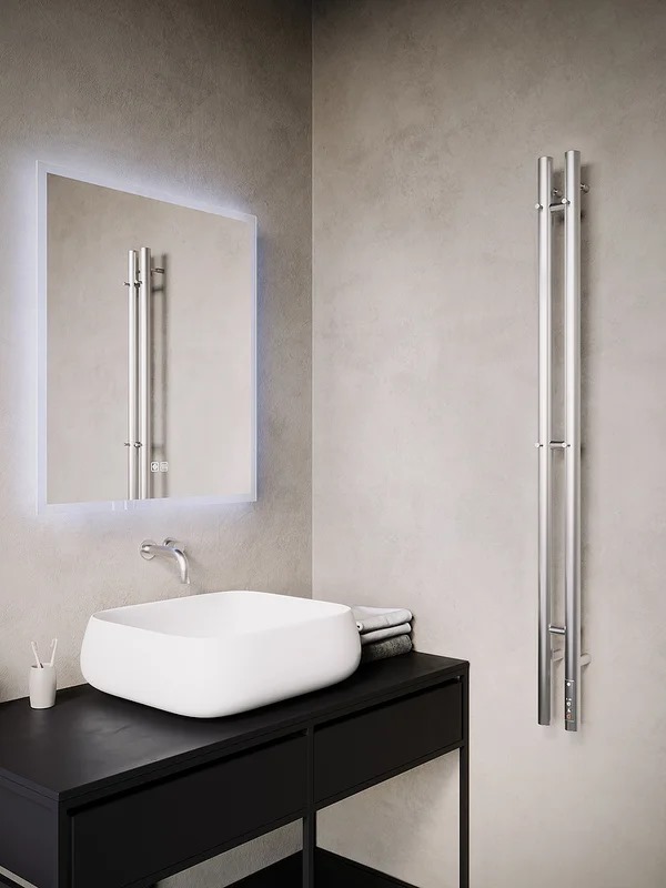 Полотенцесушитель электрический Terminus Дуо круг1600 160x10 см, глянцевый хром, I-образный 4670078528308 - 2