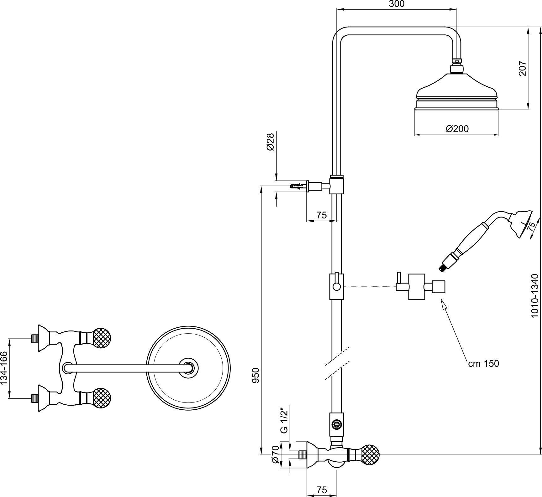 Душевая стойка Webert Karenina KA760405010 золото - 4