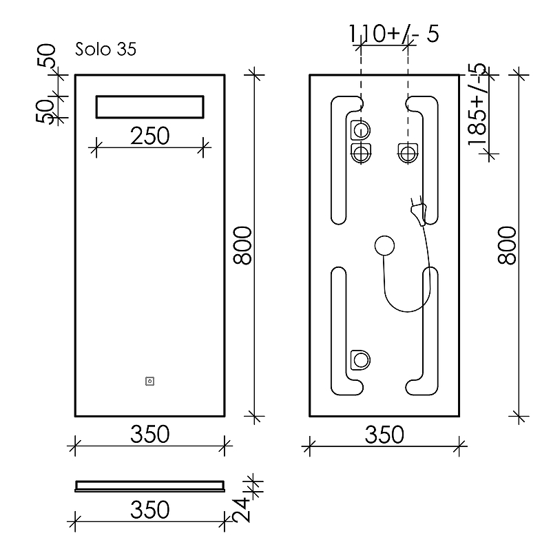 Зеркало Sancos Solo 35х80 с подсветкой SL35 - 2