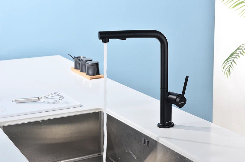 Смеситель для кухни Paulmark Neo темно серый - черный матовый Ne214419-401 - 7