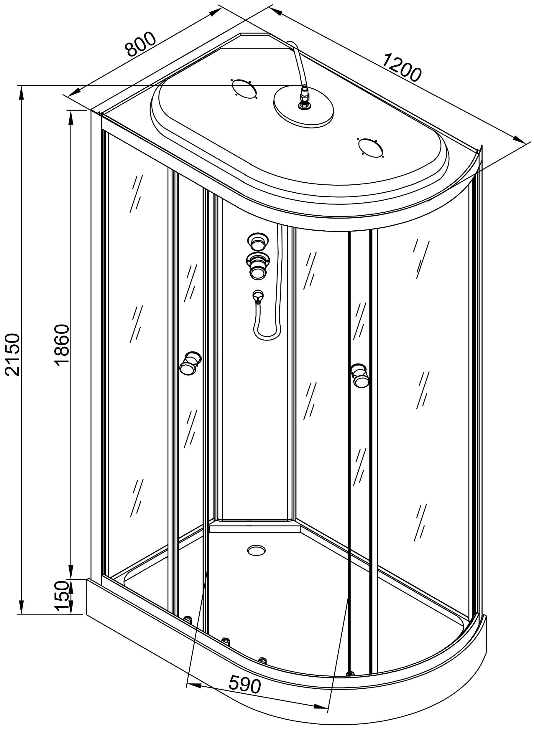 Душевая кабина DETO L902RGM+EL - 14