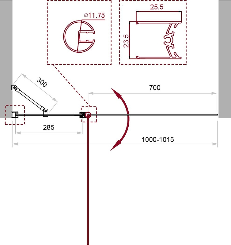 Шторка на ванну BelBagno Uno черный, матовый  UNO-V-11-100/150-C-NERO - 2