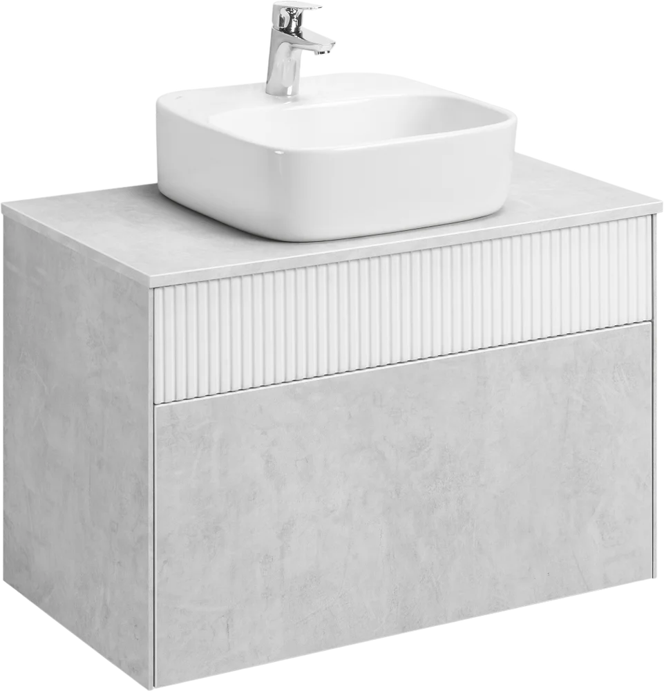 Тумба с раковиной Aquaton Марбл 80 белый-серый 1A2762K0MH4C0 - 0