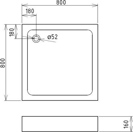 Квадратный душевой поддон Gemy  80x80 см  ST15A - 1