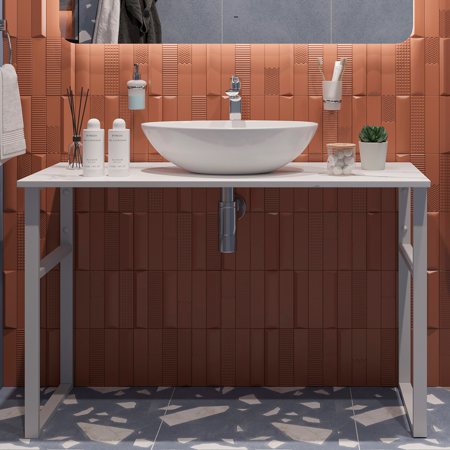 Консоль DIWO Элиста 120 белый мрамор, с раковиной Moduo 55 Leaf 555873 - 0