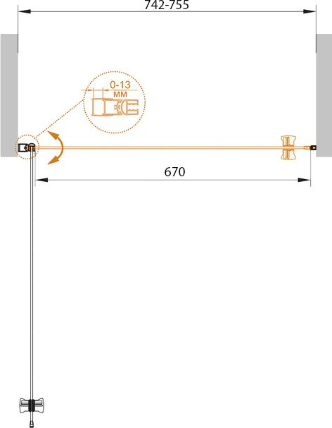 Душевая дверь в нишу Cezares ECO-O-B-1-75-P-Cr стекло punto - 5