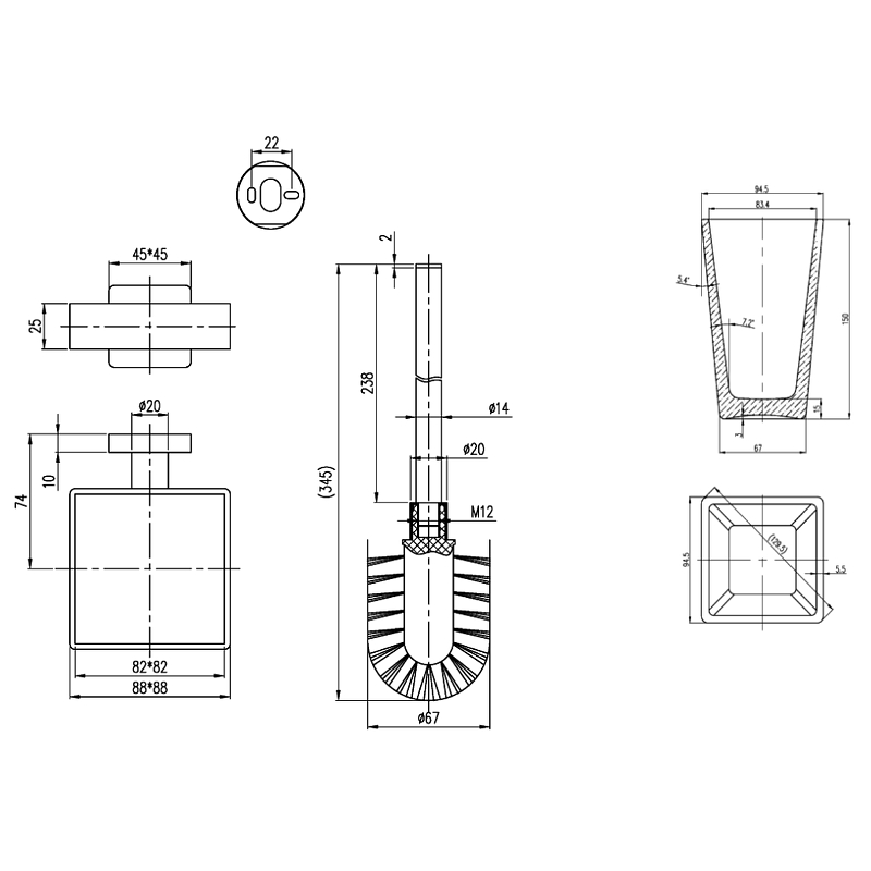 Ершик для унитаза подвесной Villeroy&Boch Elements Striking хром TVA15201700061 - 1