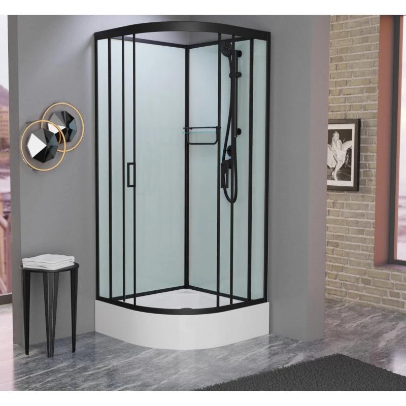 Душевая кабина Frank 100х100 черная стекло прозрачное 142009 - 1