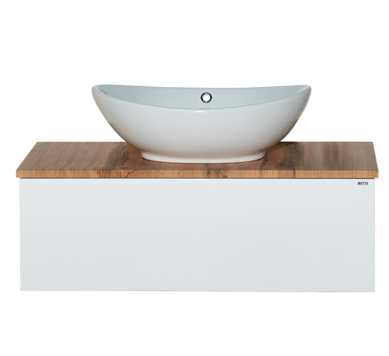 Тумба под раковину Misty Ива 90 белая - светлое дерево П-Ива-01090-951Я - 0