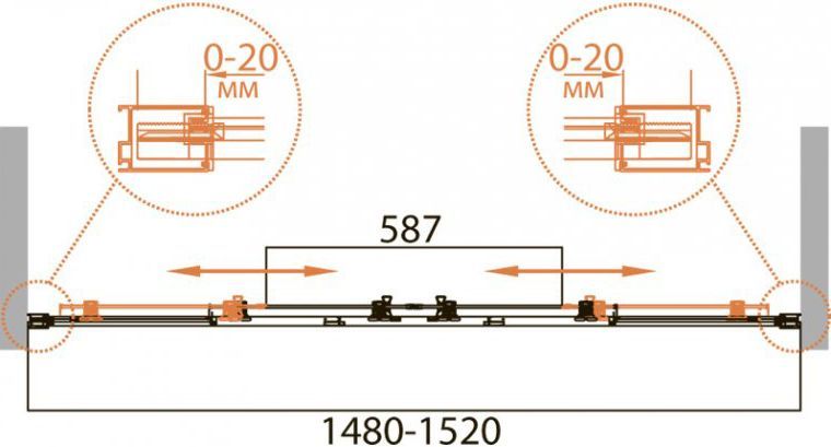 Шторка на ванну Cezares Relax VF-2-150/145-C-Bi стекло прозрачное RELAX-VF-2-150/145-C-Bi - 2