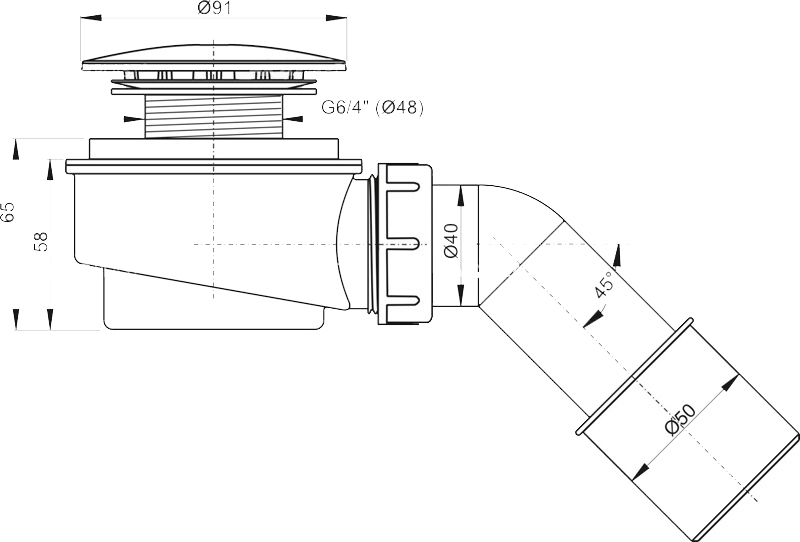 Сифон для поддона AlcaPlast A471CR-60 - 1