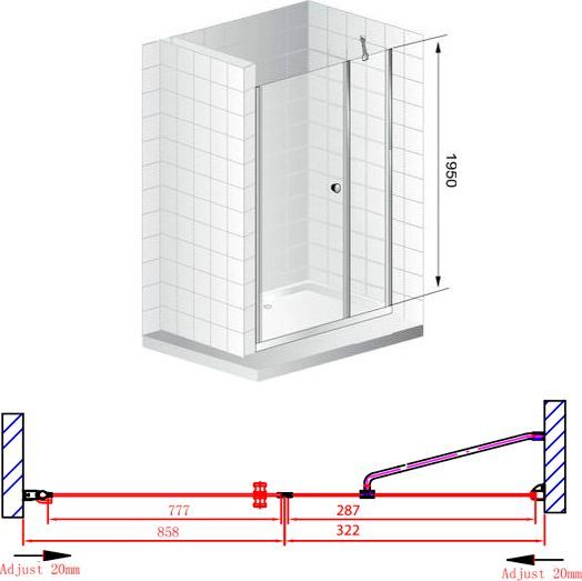 Душевая дверь Cezares Elena 120 хром стекло рифленое ELENA-W-B-11-30+90-P-Cr-L - 8
