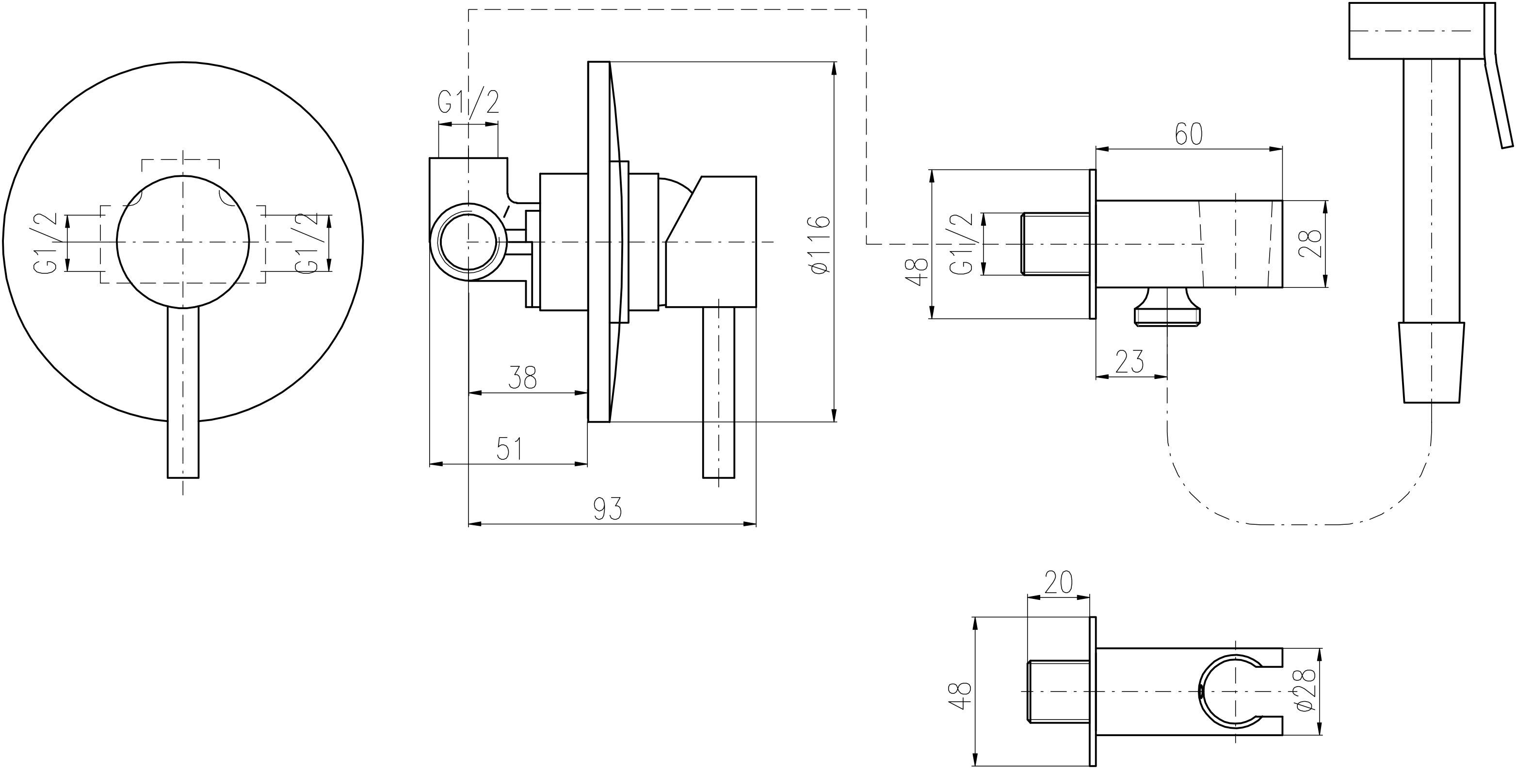 Гигиенический душ Rav Slezak Seina SE942/1 со смесителем, С ВНУТРЕННЕЙ ЧАСТЬЮ - 1