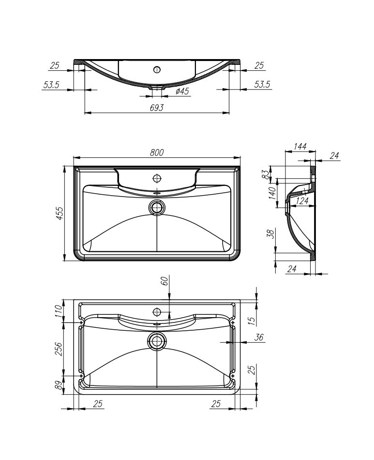 Комплект мебели BelBagno Albano 80 светлое дерево - 14