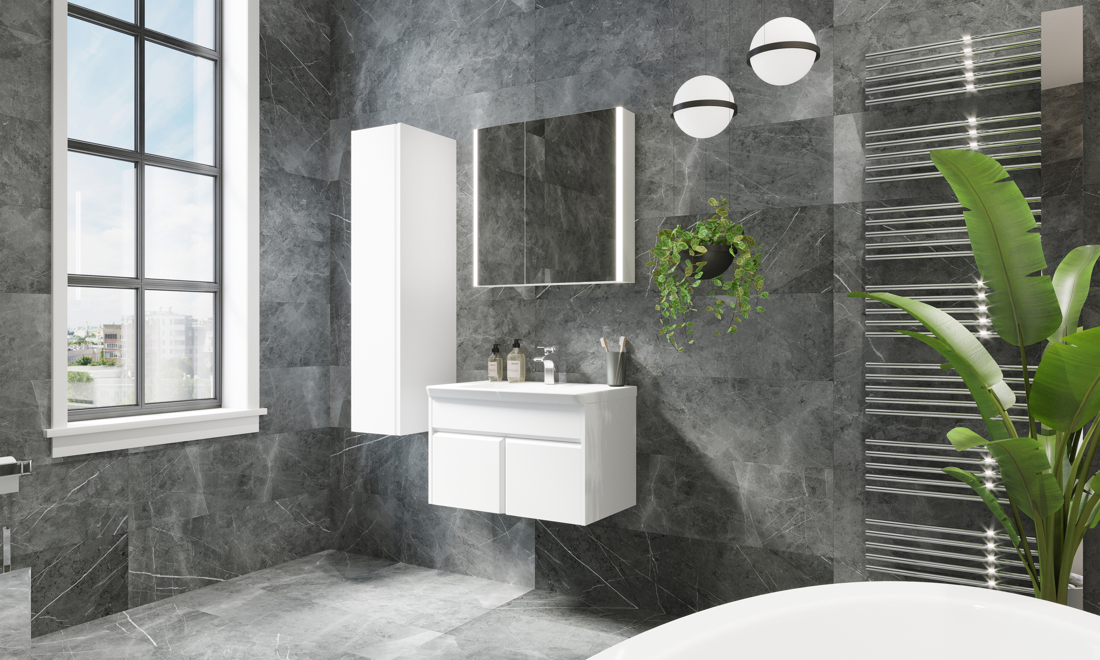 Шкаф-пенал Roca UP L, белый, с бутылочницей ZRU9303013 - 2