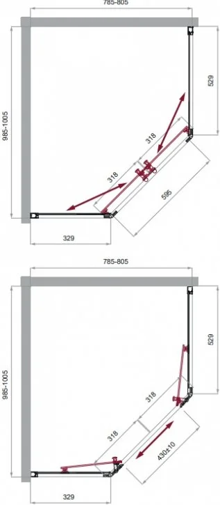 Душевой уголок BelBagno Uno 100х80 хром  UNO-195-PH-2-100/80-C-Cr - 2