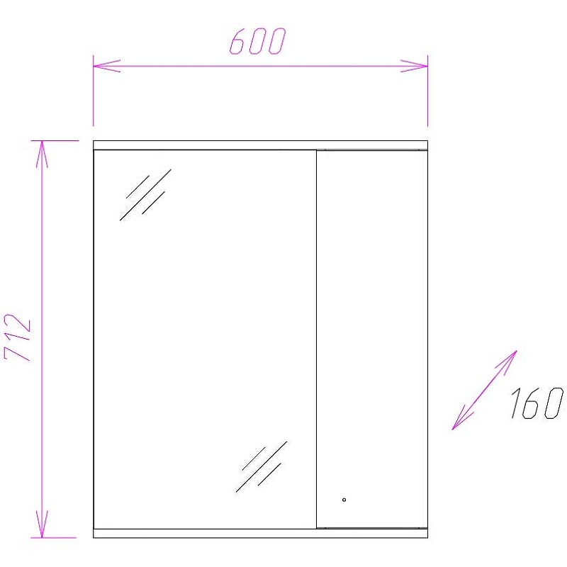 Зеркало-шкаф Onika Ника 60 L с подсветкой, белый  206015 - 2