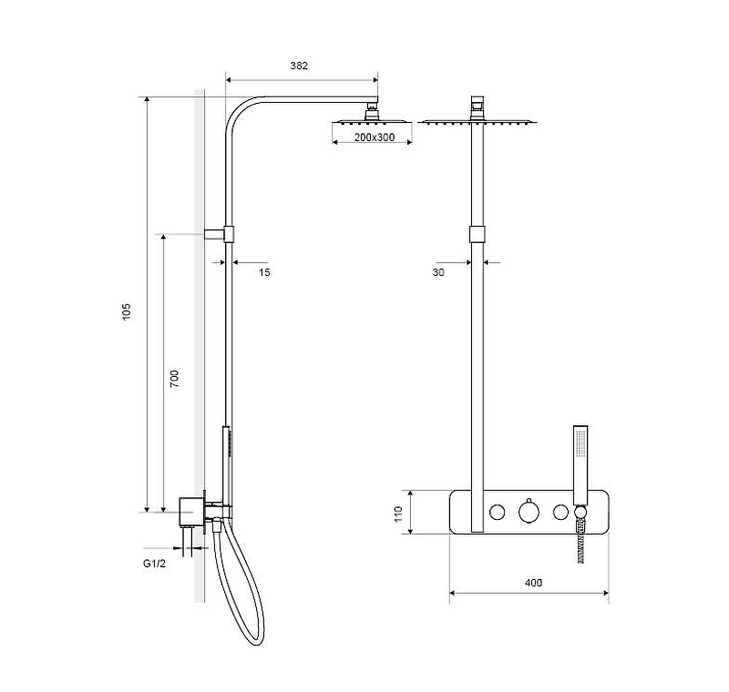 Душевая стойка Excellent Rain Krotos хром AREX.8081CR - 2
