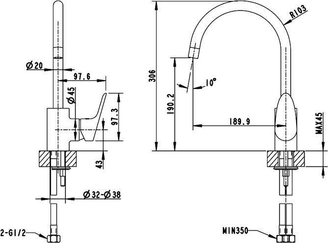 Смеситель Bravat Drop F74898C-1A для кухонной мойки - 2