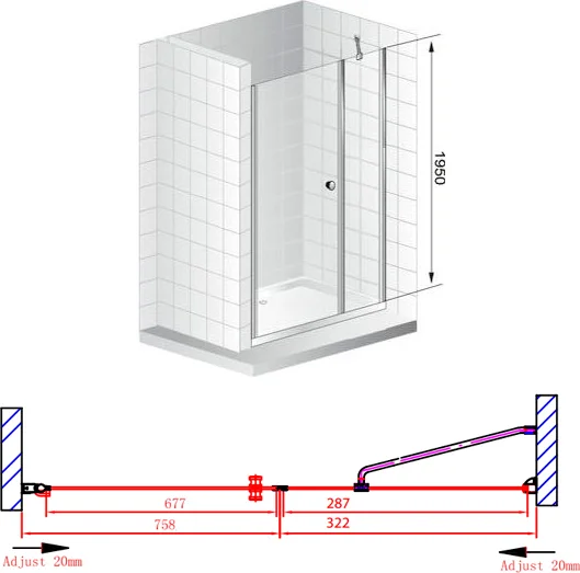 Душевая дверь Cezares Elena 110 хром стекло рифленое ELENA-W-B-11-30+80-P-Cr-L - 2