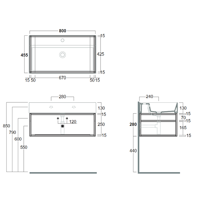 SIMAS AGILE Структура металлическая 81x46xh28 см, подвесная, для раковины AG81, с 1 полкой, цвет черный матовый AGSS81 - 1