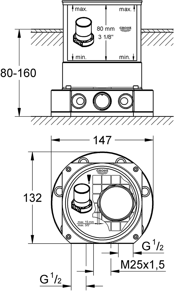Скрытая часть смеситель для ванны, цвет: механизм 45984001 - 1