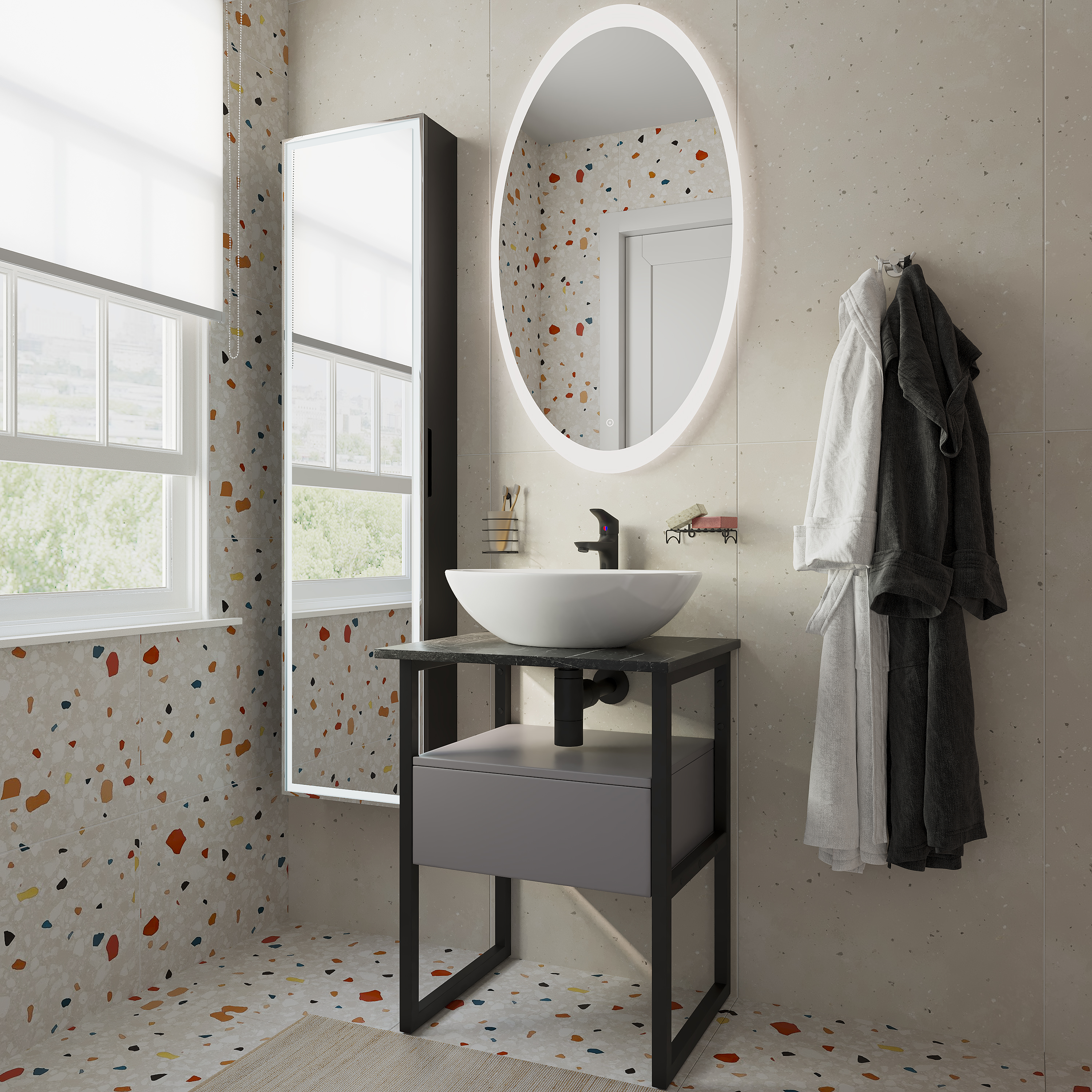 Тумба с раковиной DIWO Элиста 60, антрацит 573400 - 2