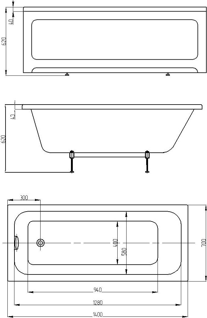 Акриловая ванна Акватек Eco-friendly Мия прямоугольная 140х70 см MIY140-0000001 - 4