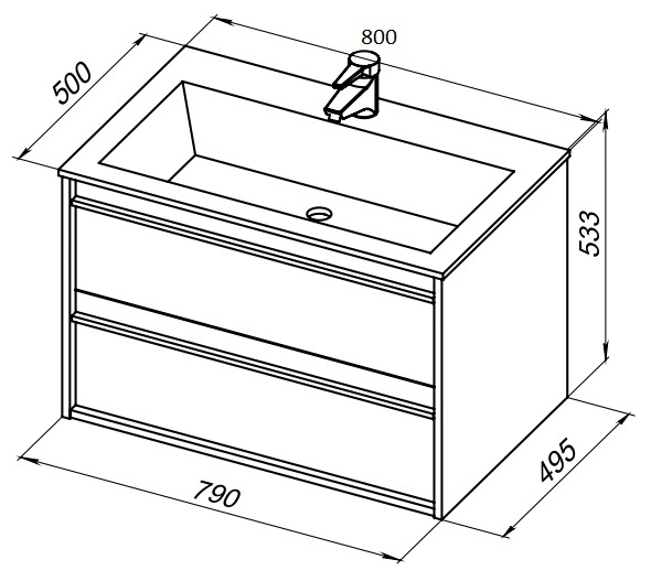 Тумба с раковиной Aquanet Lino 80 дуб веллингтон - 8